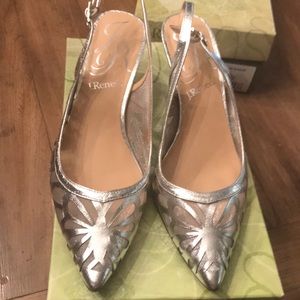 Silver Cutout Slingback Heels